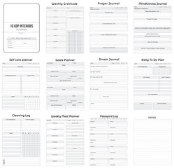 Editable 10 KDP Interiors Planner printable template Design.