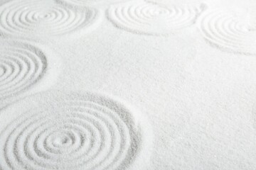 Wall Mural - Zen rock garden. Circle patterns on white sand