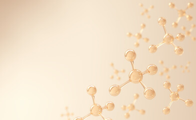 Wall Mural - oil serum molecule, molecule structure or atom for cosmetic skin care and medical background, 3d ill