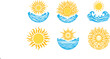 Sun and sea icon, sun and sea vector illustration 