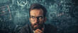 © Alienmonster Images - Intrigued Academic Puzzling Over Complex Mathematical Problems Written on a Chalkboard