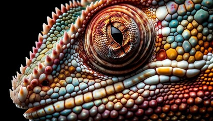 Sticker - An AI illustration of a lizard eye on the back side of its head, as if it were staring