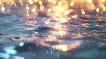Poster - soft background abstract texture with lights cycle bokeh and reflect on water : Generative AI