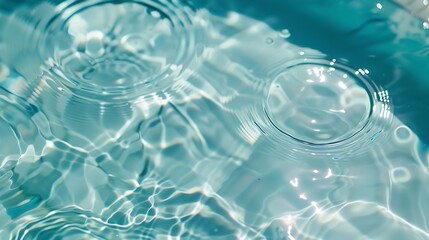 Poster - Top view Closeup blue water rings, Circle reflections in pool. : Generative AI