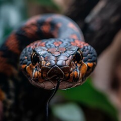 Canvas Print - a close up of a snake's head on a branch