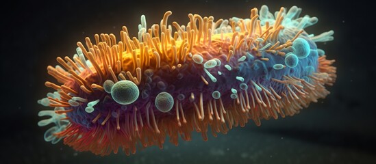 close-up view
Escherichia coli microscopic bacteria with background, 3d illustration