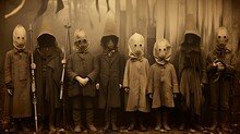 AI Generated Illustration Of Children Wearing Menacing Costumes With Masks