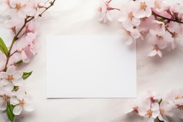 Wall Mural - Cherry Blossoms with Blank Card Mockup