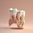 AI generated illustration of white teeth on a peach backdrop