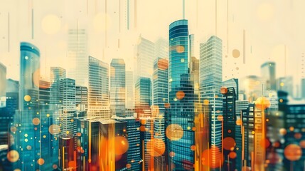 Wall Mural - abstract business background with buildings and coins. business and finance. Generative AI