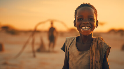 african child standing in desert