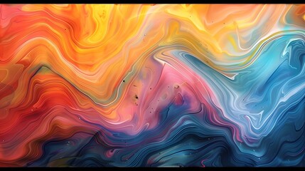 Wall Mural - Abstract marbled acrylic paint ink painted waves painting texture colorful background banner - Bold colors, rainbow color swirls wave