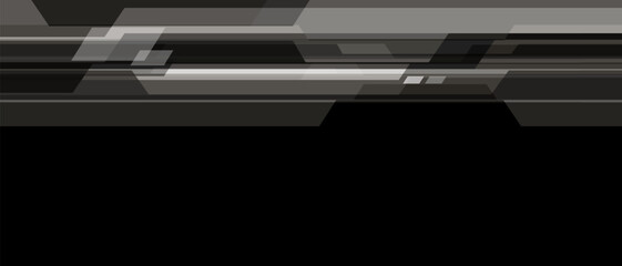 Poster - Abstract grey cyber light geometric technology futuristic overlap on black blank space design modern creative background vector