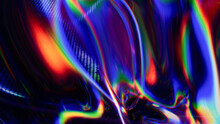 Vibrant Abstract Pattern Of Multicolored Light Refractions On A 3D Glass Surface, Creating A Dynamic And Fluid Visual Effect