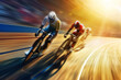 © ADDICTIVE STOCK - AI Generated Image Motion blurred Athletic men in track cycling at full speed