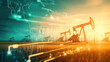 © ADDICTIVE STOCK - Oil pumpjacks and energy market dynamics at sunset Generative AI image