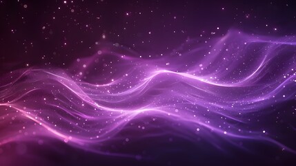 Canvas Print - Digital purple particles wave and light abstract background with shining dots stars.