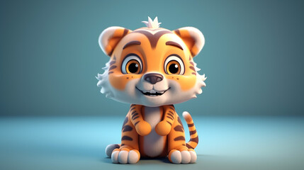 cute little cartoon tiger generative ai