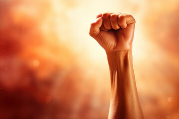 Wall Mural - Raised fist of a woman for international women's day March 8 for feminism and women rights