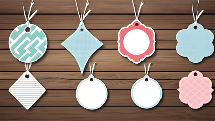 empty layout set of gift tags shapes templates for cutting cut