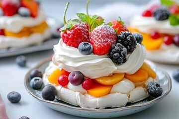 Poster - Mini pavlova with fruit meringue