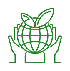 Poster - Save Planet icon - hand and globe in bold line