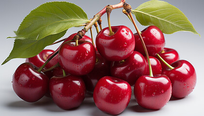 Poster - Fresh, ripe berries on a clean wooden table generated by AI