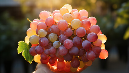 Wall Mural - A vibrant bunch of grapes, nature colorful celebration generated by AI