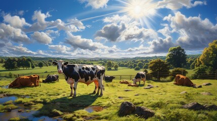 Wall Mural - dairy farm cows