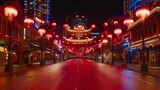 Fototapeta Uliczki - Streets Aglow with Red: Chinese New Year's Eve Preparations Underway