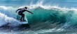 © Ilja - Surfer riding massive blue ocean wave   extreme sport and active lifestyle concept