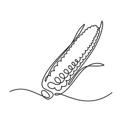 Sticker - Maize ear in continuous line art drawing style. Corn cob black linear sketch isolated on white background. Vector illustration