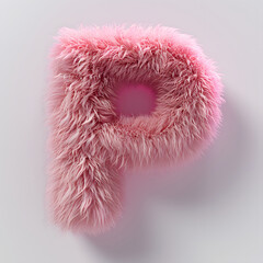 Wall Mural - letter p made from a faux pink fur ball