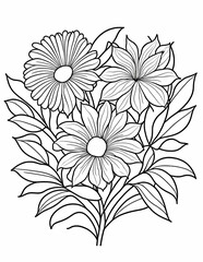 Wall Mural - flowers coloring book for children and adults