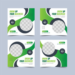Wall Mural - social media cover post banner template design bundle set, square post layouts vector illustration
