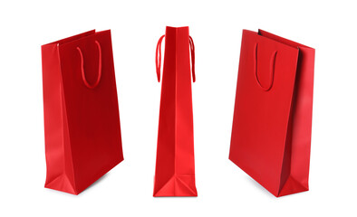 Wall Mural - Red shopping bag isolated on white, different sides