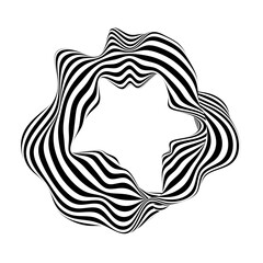 Abstract background with circle wave lines. Dynamic abstract vector design. 3D optical illusion- line art. Curved smooth shape on white background.