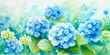 The background with spring flowers embodies the concept of awakening nature and the beginning of a new season. Pastel colors, blue shades. The banner. Watercolour