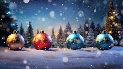 Poster - snow holiday balls and winter