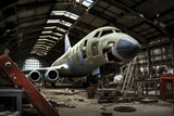 Fototapeta Sawanna - empty aircraft workshop