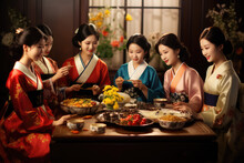 Group Of Korean Women Party At Home