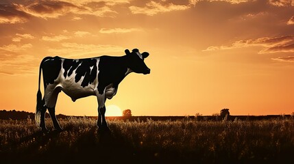 Wall Mural - black holstein cow silhouette