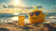 © JR-50 - The sun donning stylish sunglasses sipping a cold soda chilling above a summer beach