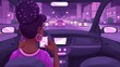 Reckless young woman jeopardizing safety by using smartphone while driving, unsafe driving concept