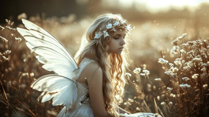 Wall Mural - In Irish folklore fairies were often described as angelic beings with the ability to grant wishes and bestow good luck upon those who showed them kindness.
