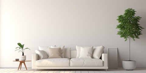 Wall Mural - Minimalistic indoor architecture living room space mock up background. Room for relaxing with simple scandinavian