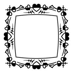 Wall Mural - Abstract square frame with hearts. Ornamental decorative border design. Copy space for your text or image. PNG with transparent background.