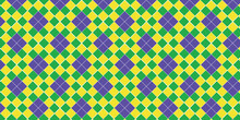 Mardi Gras Seamless Pattern With Harlequin Pattern Symbol. Perfect For Wallpaper, Pattern Fills, Web Page Background, Textile, Holiday Greeting Cards