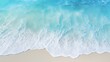 abstract sand beach from above with light blue transparent water wave and sun lights, summer vacation background concept banner with copy space, natural beauty spa outdoors