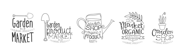 Sticker - Garden and Floral Shop Hand Drawn Badge and Label Vector Set